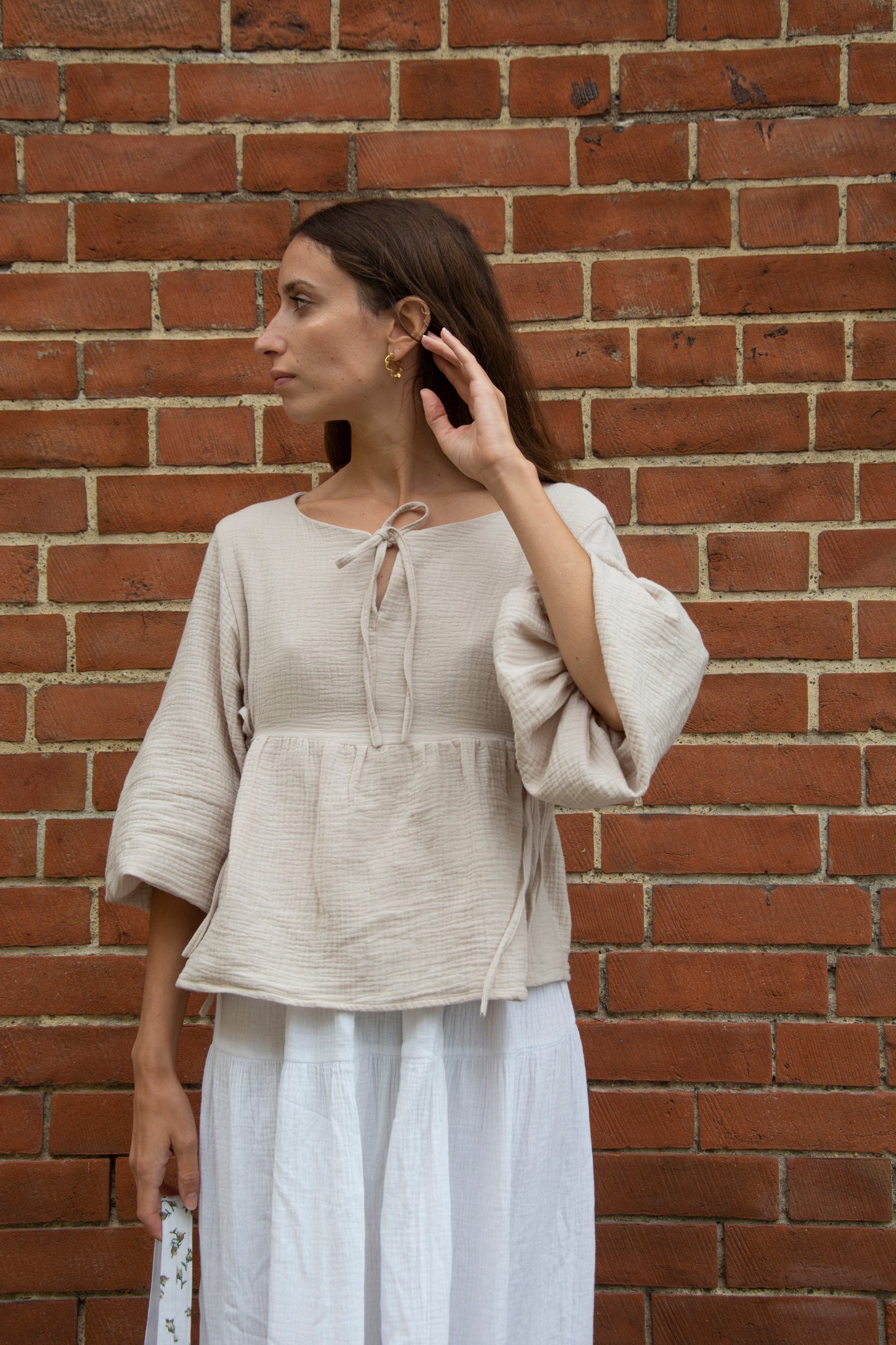 Alice Blouse - - Black, white, sand