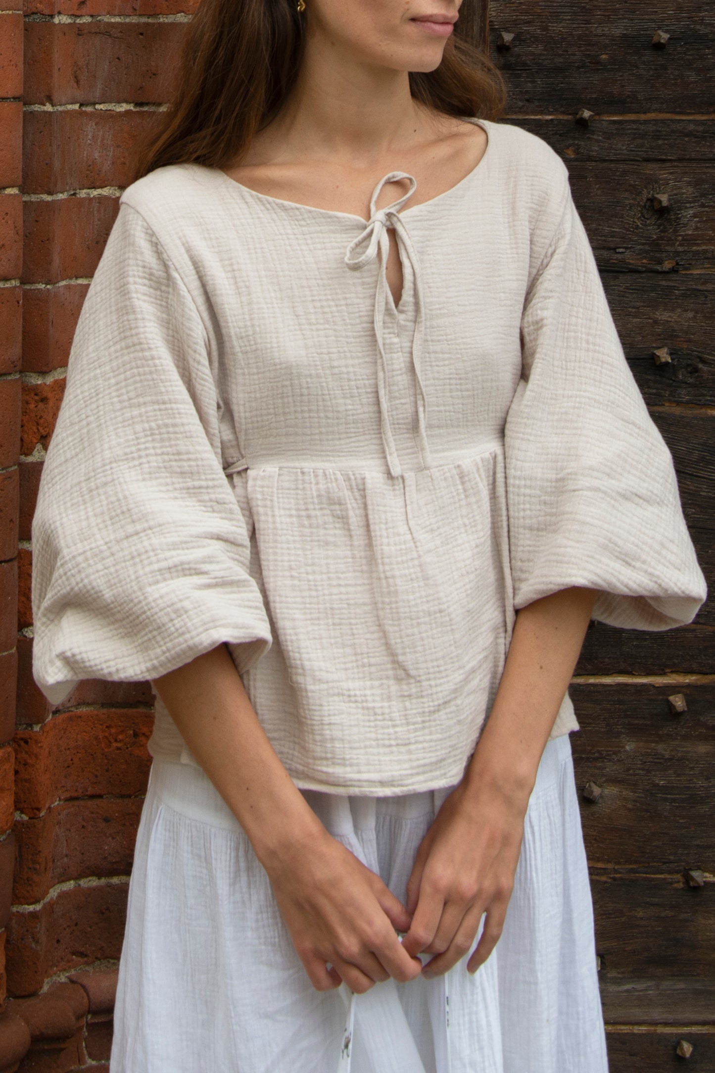 Alice Blouse - - Black, white, sand