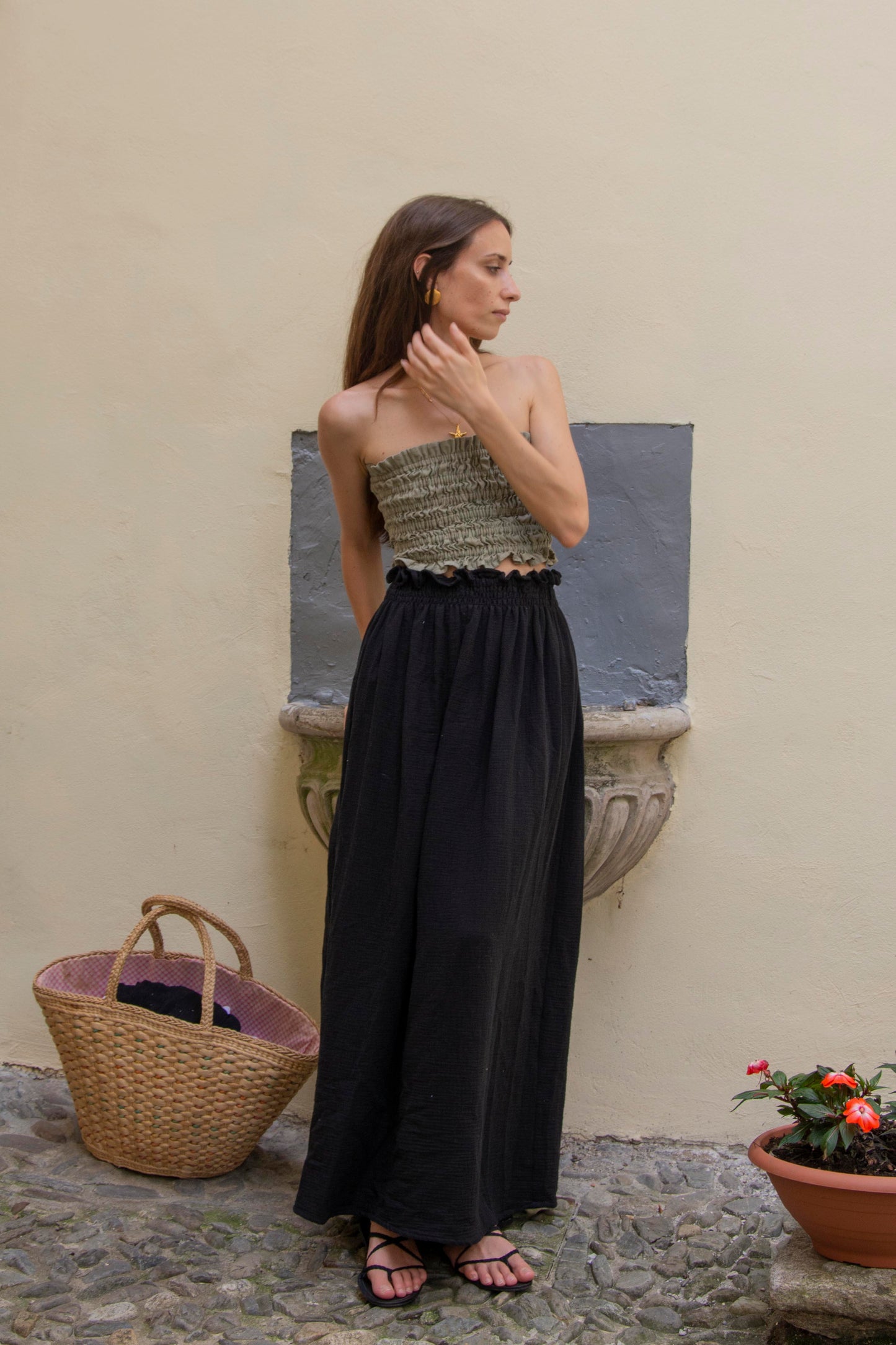 Sofia Dress Midi - White, black