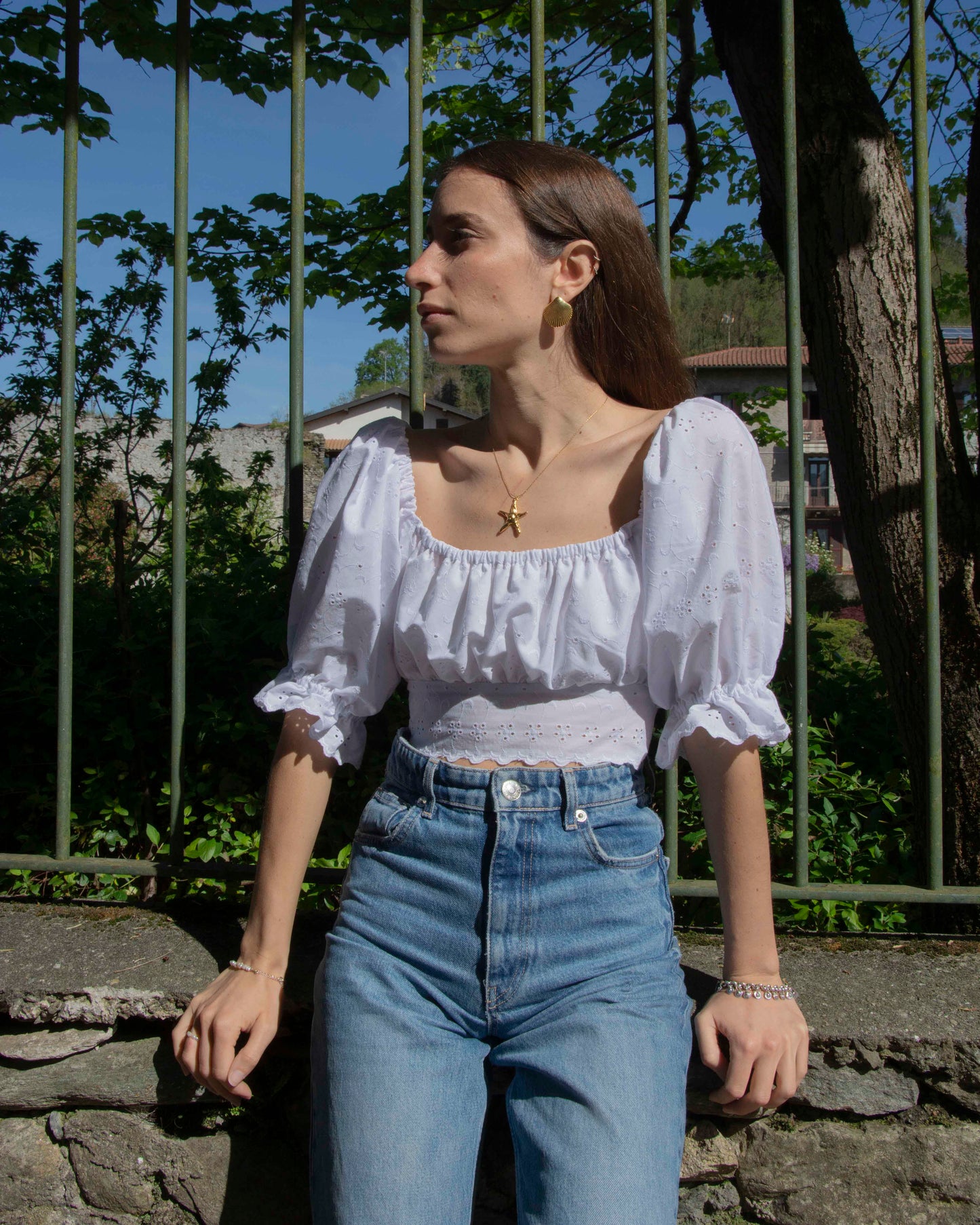 Valentina Top - White Sangallo (limited)