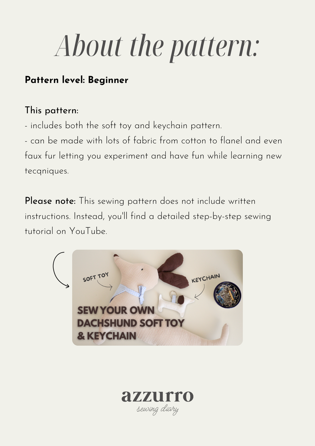 Otto il bassotto - Digital Sewing Pattern
