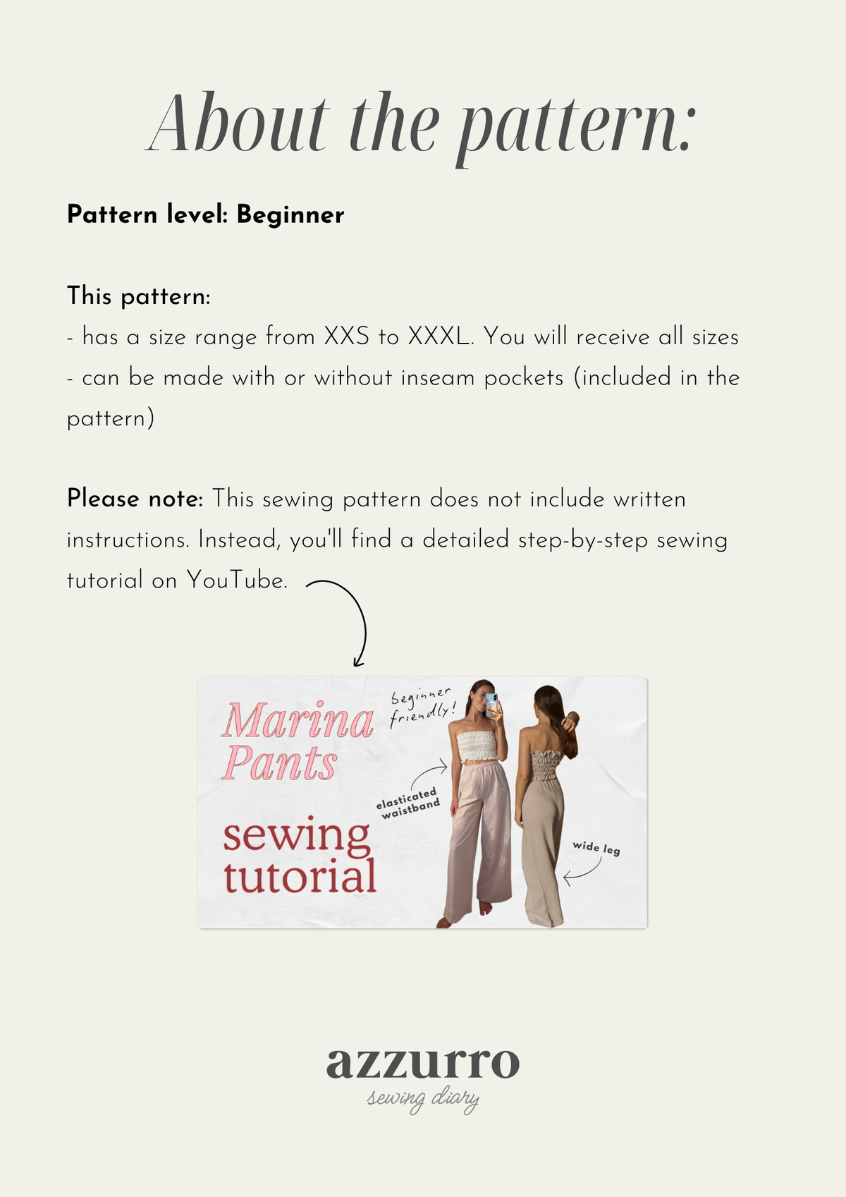 Marina Pants - Digital Sewing Pattern