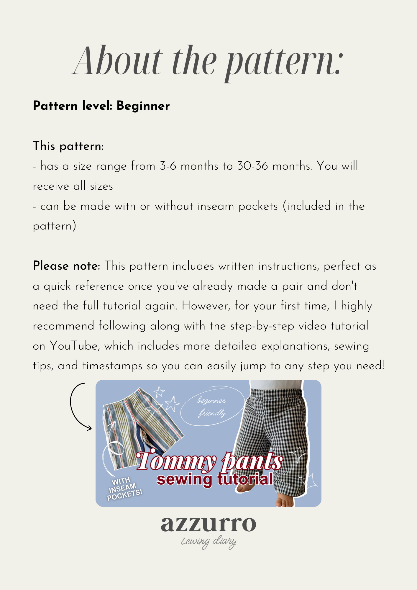 Tommy Pants - Digital Sewing Pattern